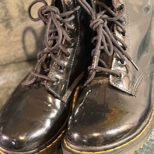 Dr. Martens Shiny Black Patent Leather Moto Boots